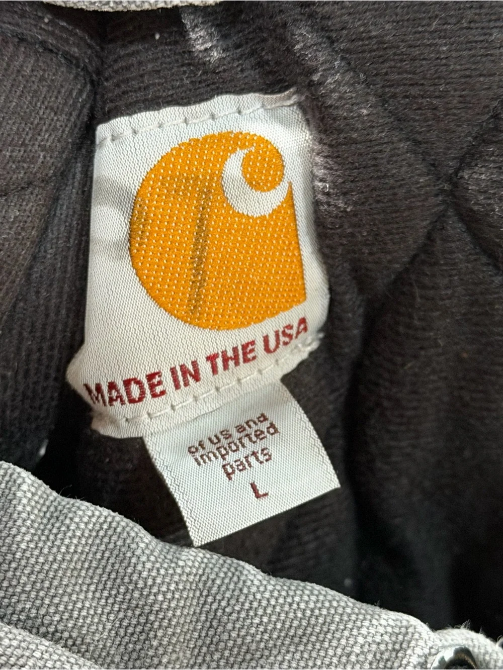 Carhartt J140 GVL Jacket Adult Large Gray Duck Quilted Hooded MADE IN USA Y2K